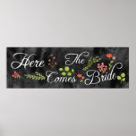 Here Comes The Bride Wedding Watercolor Sign at Zazzle