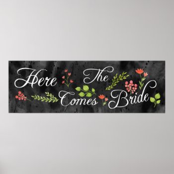 Here Comes The Bride Wedding Watercolor Sign by RenImasa at Zazzle