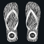 Here Comes the Bride Zebra Pattern Wedding Flip Flops<br><div class="desc">Whether you're on your honeymoon or out with your besties for a weekend bachelorette party, you'll love these zebra stripe animal print flip flops. These beach shoes feature easy to read print that says "Here Comes the Bride" with a place to put two monogram initials. So cute for the beach...</div>