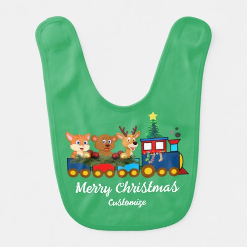 Here Comes The Christmas Train Baby Bib