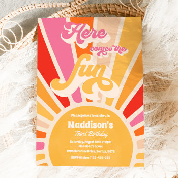 Here Comes The Fun Boho Sunshine Birthday Party Invitation by PixelPerfectionParty at Zazzle