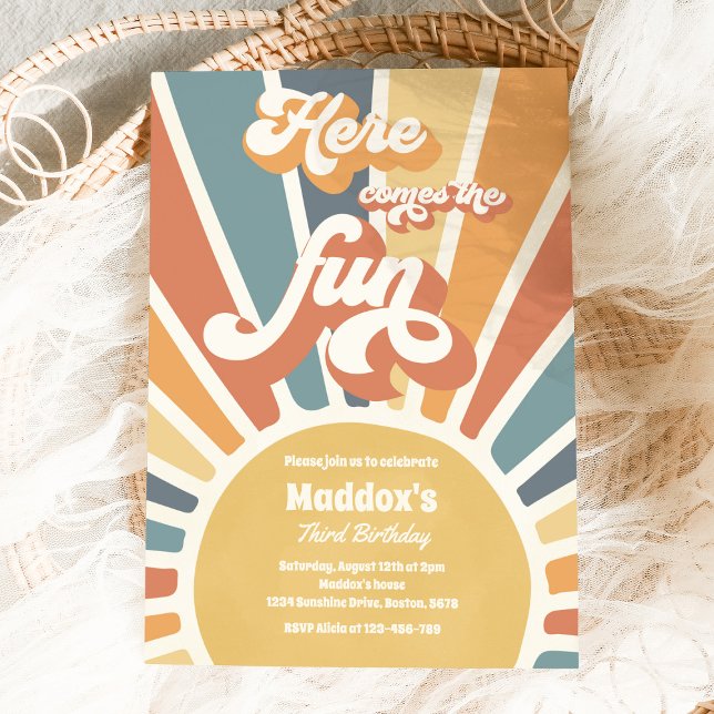 Here Comes The Fun Boho Sunshine Birthday Party Invitation (Creator Uploaded)