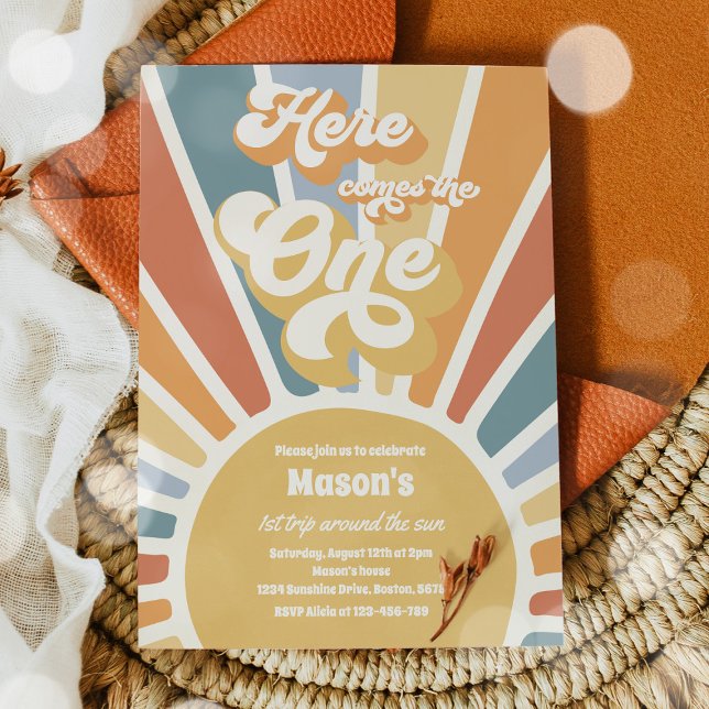 Here Comes The One Boho Sunshine 1st Birthday Invitation (Creator Uploaded)