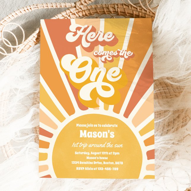Here Comes The One Boho Sunshine 1st Birthday Invitation (Creator Uploaded)