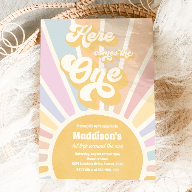 Here Comes The One Boho Sunshine 1st Birthday Invitation (Creator Uploaded)