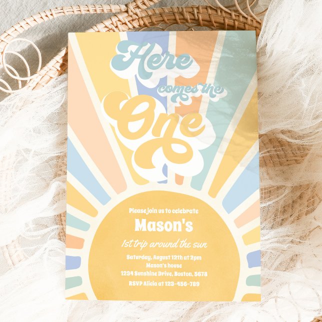 Here Comes The One Boho Sunshine 1st Birthday Invitation (Creator Uploaded)