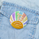 Here Comes The One! Retro Boho Sun 1st Birthday Button<br><div class="desc">Celebrate in style with these trendy 1st birthday party favor buttons. This design is easy to personalize with your special event wording and your guests will be thrilled when they see these fabulous favor buttons. Matching items can be found in the collection.</div>