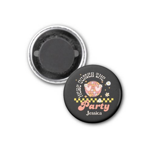 Here comes the party black bachelorette  magnet