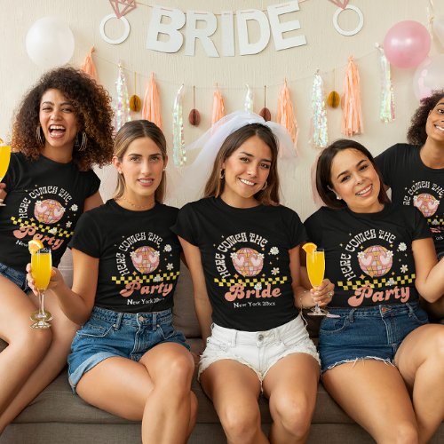 Here comes the party black bachelorette shirt