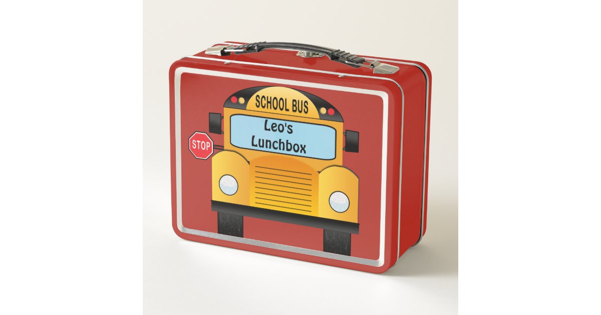 Here Comes the School Bus Metal Lunchbox | Zazzle