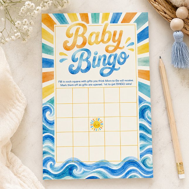 Here Comes the Son Baby Bingo Game Card (Baby Bingo Play Card)