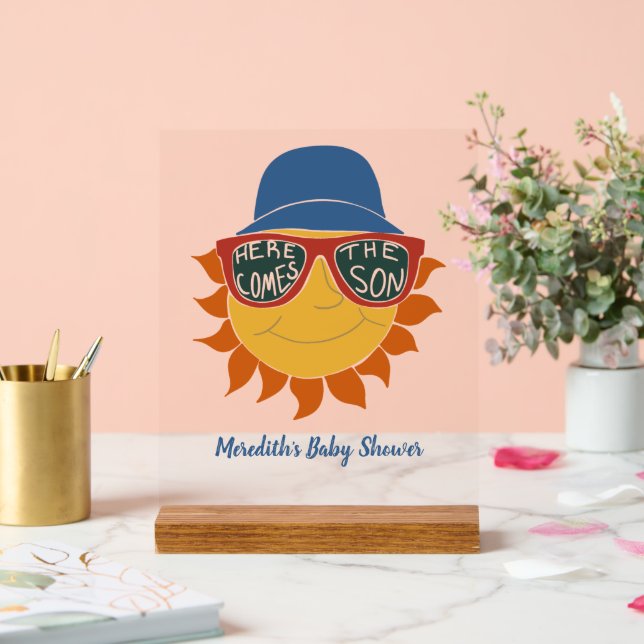 Here Comes the Son Baby Boy Shower Acrylic Sign (Wedding)