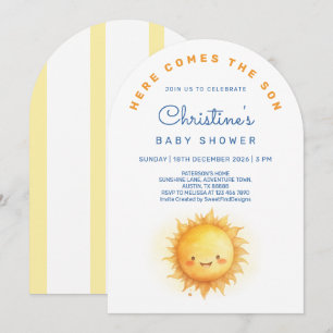 Here comes the son Baby Boy Shower Arch Invitation
