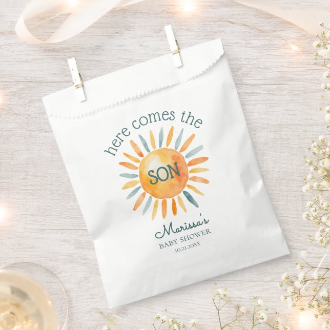 Here Comes the Son Baby Boy Shower Favor Bag (Clipped)
