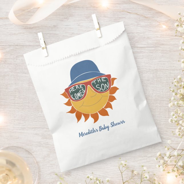 Here Comes the Son Baby Boy Shower Favor Bag (Clipped)