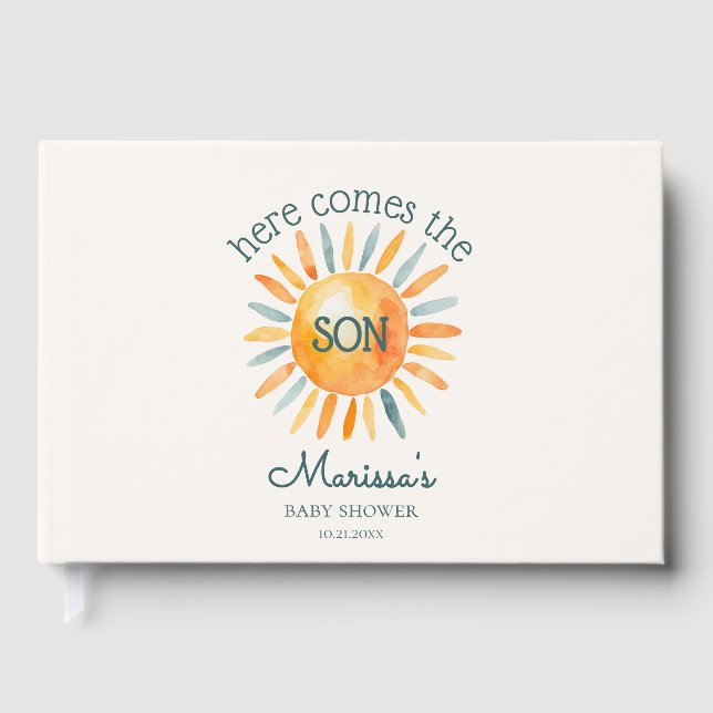 Here Comes the Son Baby Boy Shower Guest Book (Front)