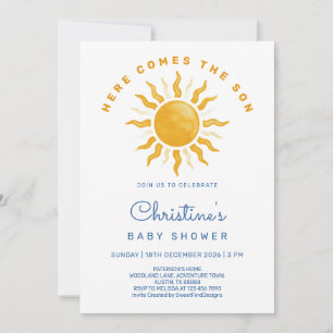 Here comes the son baby boy shower invitation