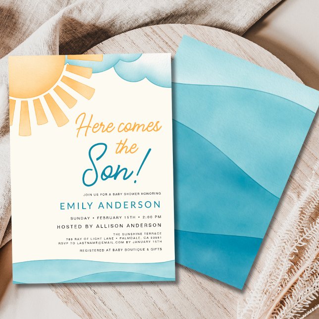 Here Comes the Son Baby Boy Shower  Invitation (Creator Uploaded)