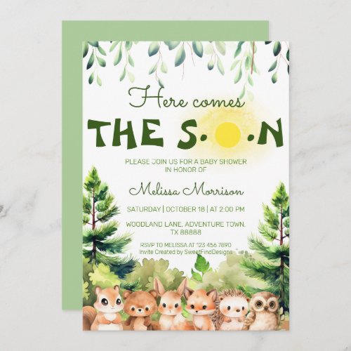 Here Comes The Son Baby Boy Shower Invitation