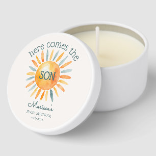 Here Comes the Son Baby Boy Shower Mini Candle Favors