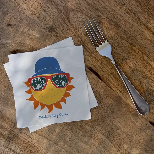Here Comes the Son Baby Boy Shower Napkins (Creator Uploaded)