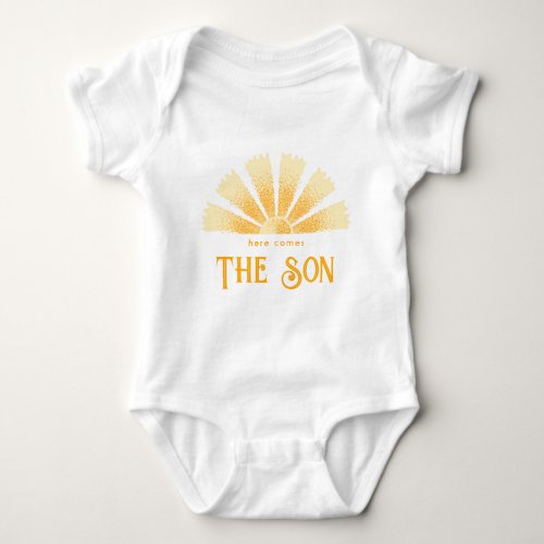 Here comes the son baby shower baby bodysuit