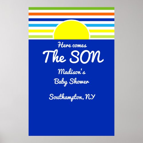 Here Comes the Son Baby Shower Backdrop Poster