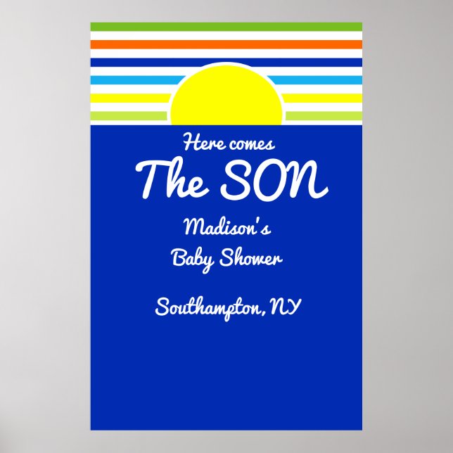 Here Comes the Son Baby Shower Backdrop Poster (Front)