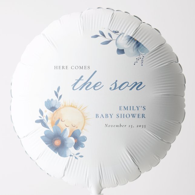 Here Comes the Son Baby Shower Balloon (Front)