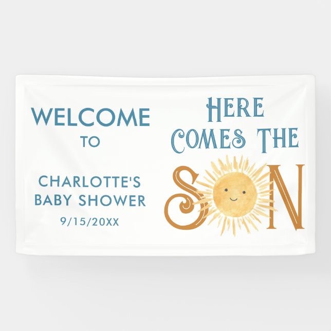 Here Comes The Son Baby Shower Banner (Horizontal)