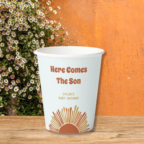 Here Comes The Son Baby Shower Boho Sunshine Paper Cups
