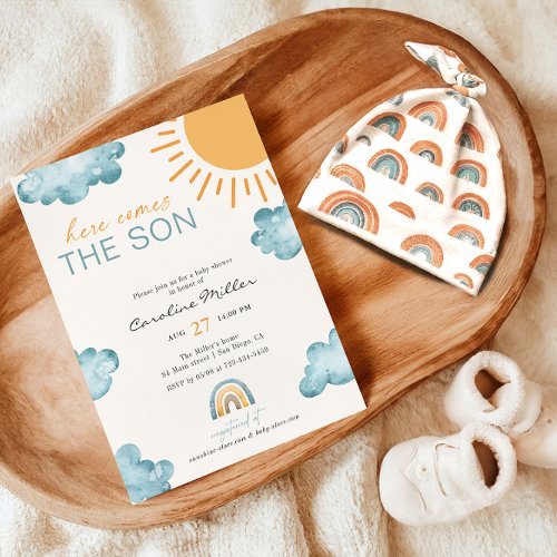 Here Comes The Son Baby Shower Boy  Invitation