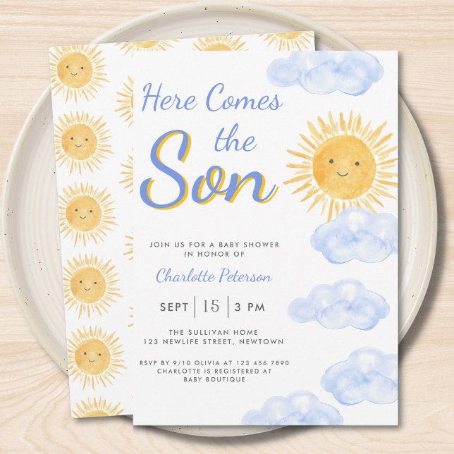 Here Comes The Son Baby Shower Boy  Invitation (Creator Uploaded)