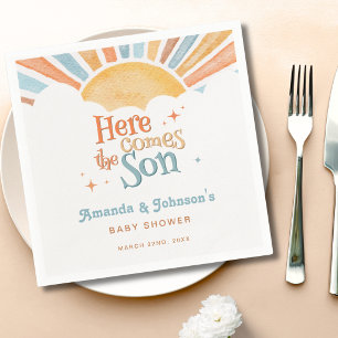 Here Comes the Son Baby Shower Boy Sun Napkins