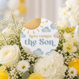 Here Comes the Son Baby Shower Centerpiece Menu