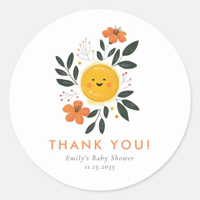 Here Comes the Son Baby Shower Classic Round Sticker (Front)