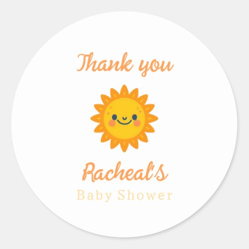 Here comes the son Baby Shower Classic Round Sticker