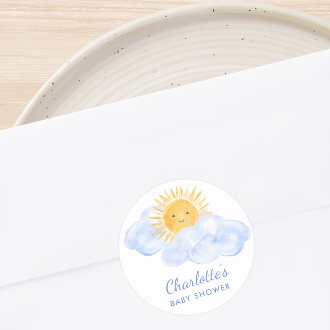 Here Comes the Son Baby Shower Classic Round Sticker (Creator Uploaded)