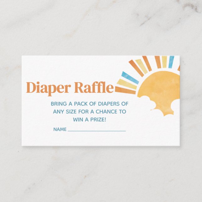 Here Comes the Son Baby Shower Diaper Raffle Enclosure Card (Front)