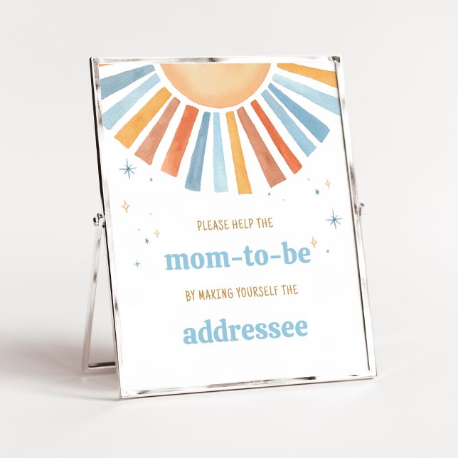 Here Comes the Son Baby Shower Envelope Station Poster (Boho Sunshine Baby Shower Envelope Station Sign)