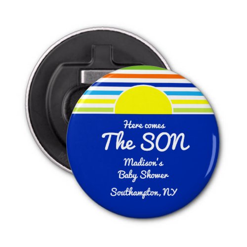 Here Comes The Son Baby Shower Favor Bottle Opener