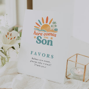 Here Comes The Son Baby Shower Favor Table Top Pedestal Sign