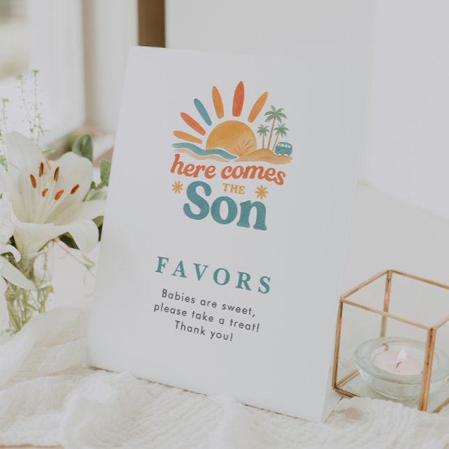 Here Comes The Son Baby Shower Favor Table Top Pedestal Sign (Creator Uploaded)