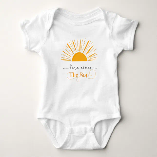 Here comes the son baby shower gift baby bodysuit | Zazzle