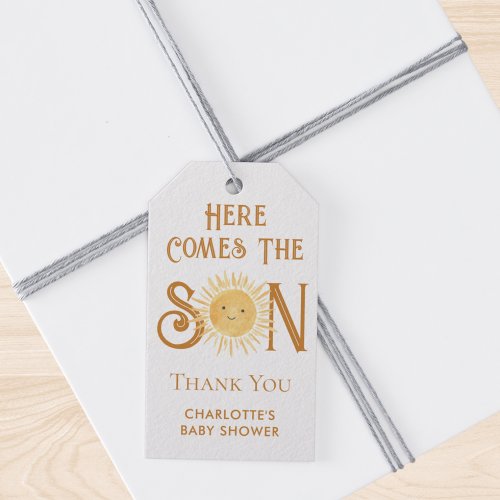 Here Comes The Son Baby Shower Gift Tags