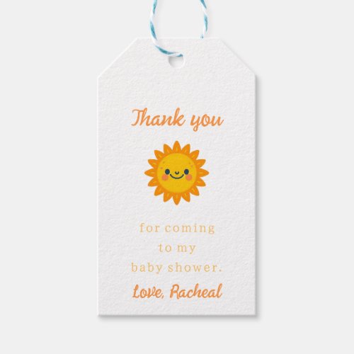 Here comes the son Baby Shower Gift Tags