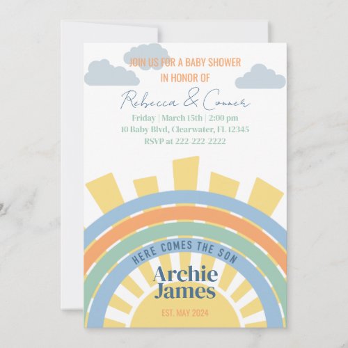 Here Comes the Son Baby Shower Invitation 