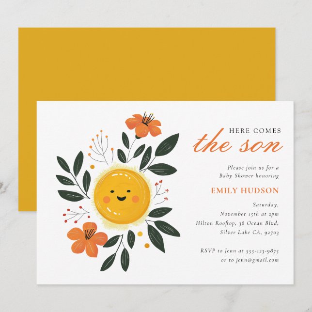 Here Comes the Son Baby Shower Invitation (Front/Back)