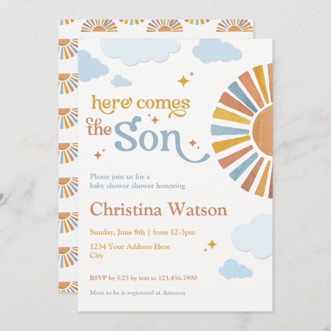 Here Comes the Son - Baby Shower Invitation (Front/Back)