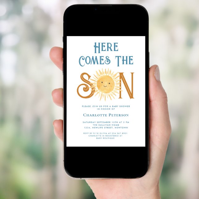 Here Comes The Son Baby Shower  Invitation (Front Digital)